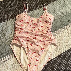 Cherry Print Pink One Piece Swimsuit ( Betsy Johnson!!